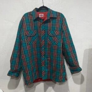 Dickies Jacket Men L Green Plaid Snap Lined Work Chore Jacket